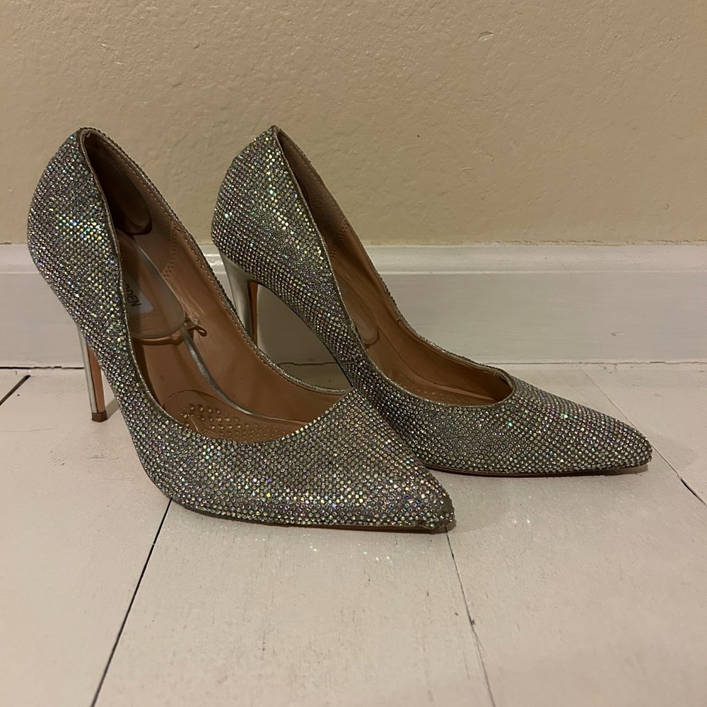 Steve Madden Rhinestone Silver Heels